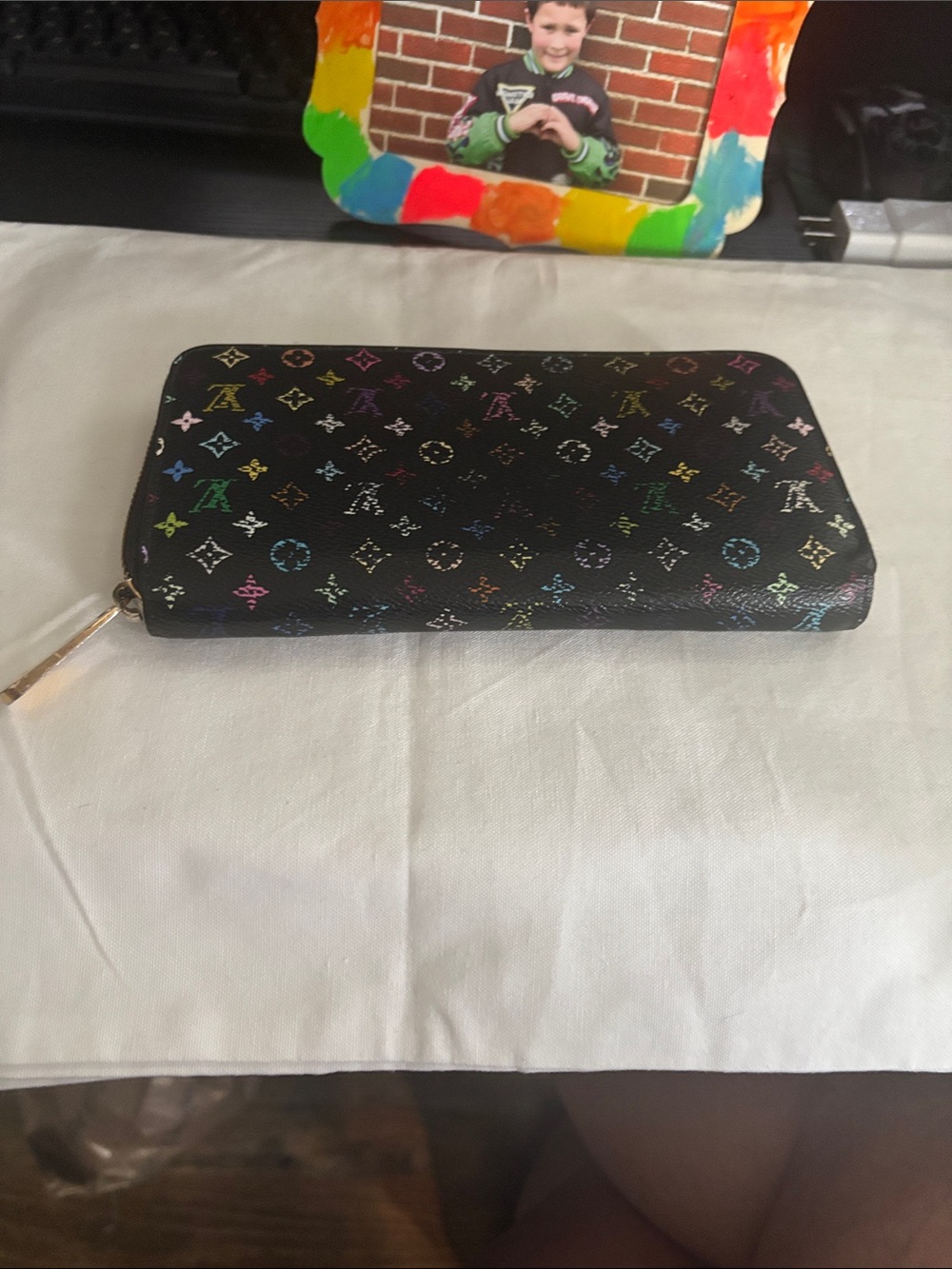 Louis Vuitton Black Murikami  Monogram Zip Wallet - Picture 3 of 17